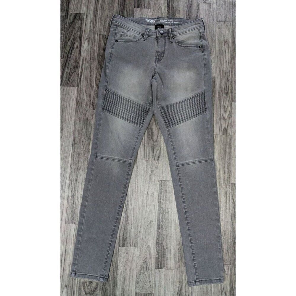 (3/$35) Mossimo Size 2 R Pockets Power Stretch Mid‎ Rise Skinny Denim Grey Jeans
